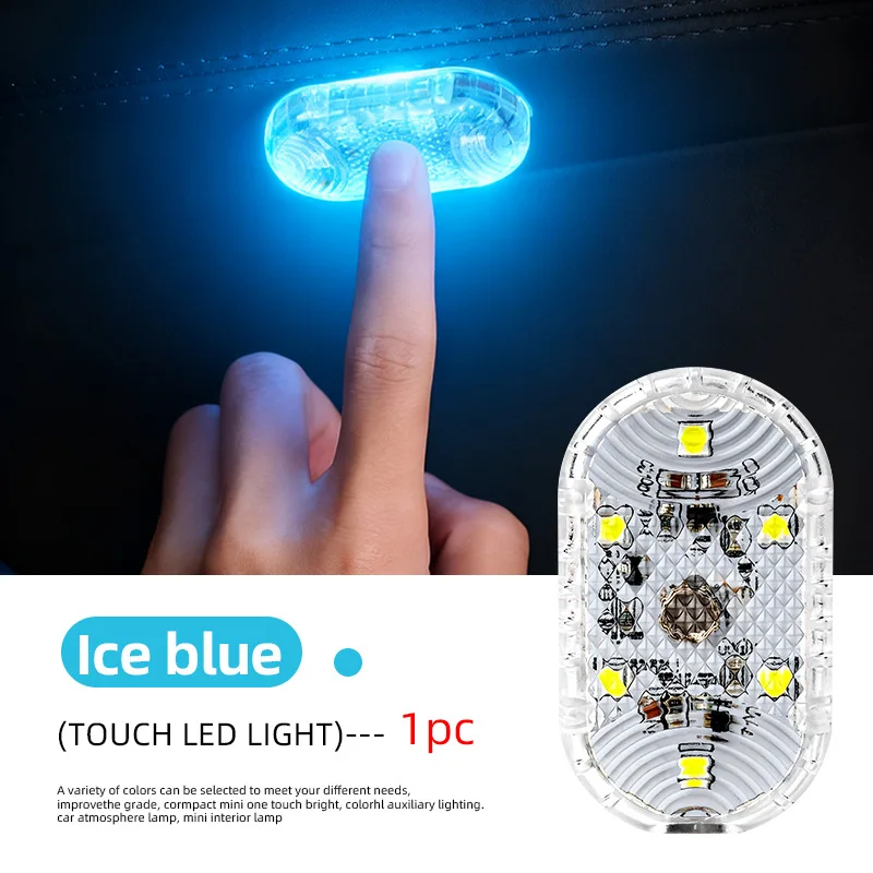 LED Auto Mini Touch-Licht USB-Aufladung Tragbare Auto-Dachleuchte Leselampe Kabellose Auto-Dekorationsbeleuchtung Weiß