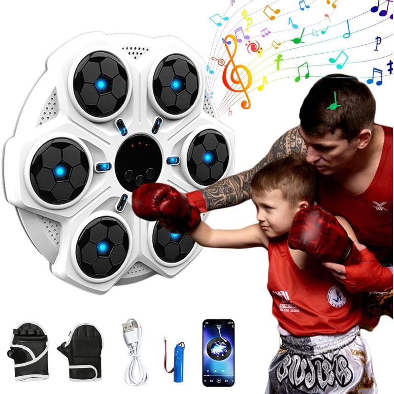 Macchina Musicale Da Boxe Montata A Parete Con Guantoni Da Boxe, 3 Velocità, Bluetooth, Attrezzatura Da Boxe Musicale Per Bambini E Adulti
