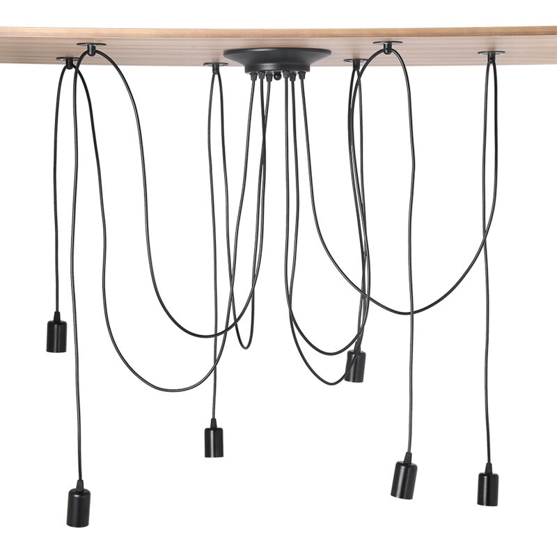 Lampadario Moderno E Retrò, Lampada A Sospensione, Lampada A Sospensione A 6 Bracci, Lampadario A Ragno Regolabile Creativo Fai Da Te, Lampada Da Soffitto Vintage Da 2 M Con Attacco E27, Nero (senza S