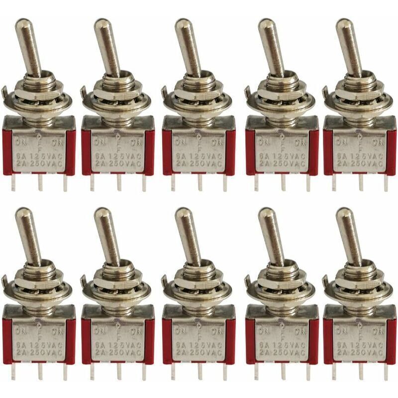 10 Pezzi Mini Interruttore A Levetta, Ac 125v 6a / 250v 2a 3 Pin Spdt On-off-on 3 Pin 3 Posizioni Spdt Interruttore A Bilanciere Autobloccante Per Ricambi Auto Rosso, Di Debuns