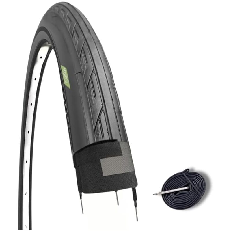 Copertoncino 700 X 25c + Camera D'Aria Con Valvola Francese 48 Mm Pneumatico Stradale Gomma Bici Road Corsa Slick Ciclo Gara 28 X 1 1/8 Fixed