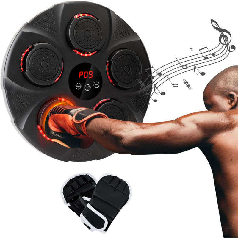Macchina Da Boxe Intelligente Da Parete, Set Da Boxe Musicale Con 2 Guantoni, Macchina Da Boxe Musicale Per L'Allenamento Genitore-figlio, Macchina Da Boxe Musicale Con Led E Bluetooth..debuns