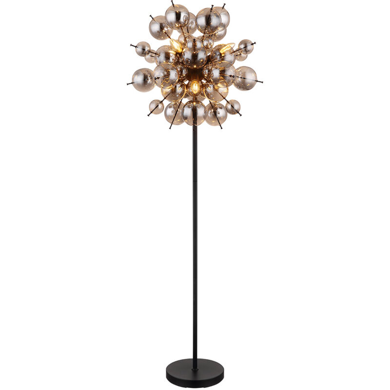 Lampada Da Terra Lampada Da Terra Lampada Da Soggiorno Lampada Laterale Lampada Da Terra Lampada Da Camera Da Letto Con 48 Globi Di Vetro Color Fumo, 6x E14, Dxh 55 X 155cm
