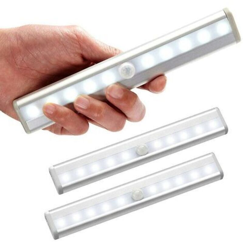 Set Di 3 Luci Led Con Sensore Di Movimento, 10 Faretti Led Wireless, Luci Led Per Armadi, Illuminazione Led A Batteria Con Striscia Magnetica, Luce Notturna Per Bambini Per Scale E Corridoi - Lablanc
