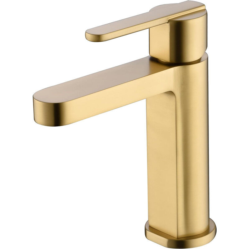 Mice Collection - Rubinetto Bagno Monocomando - Rubinetto Lavabo In Ottone Per Acqua Calda/fredda - Rubinetto Lavabo - Rubinetto Bocca Corta Colore Oro Spazzolato