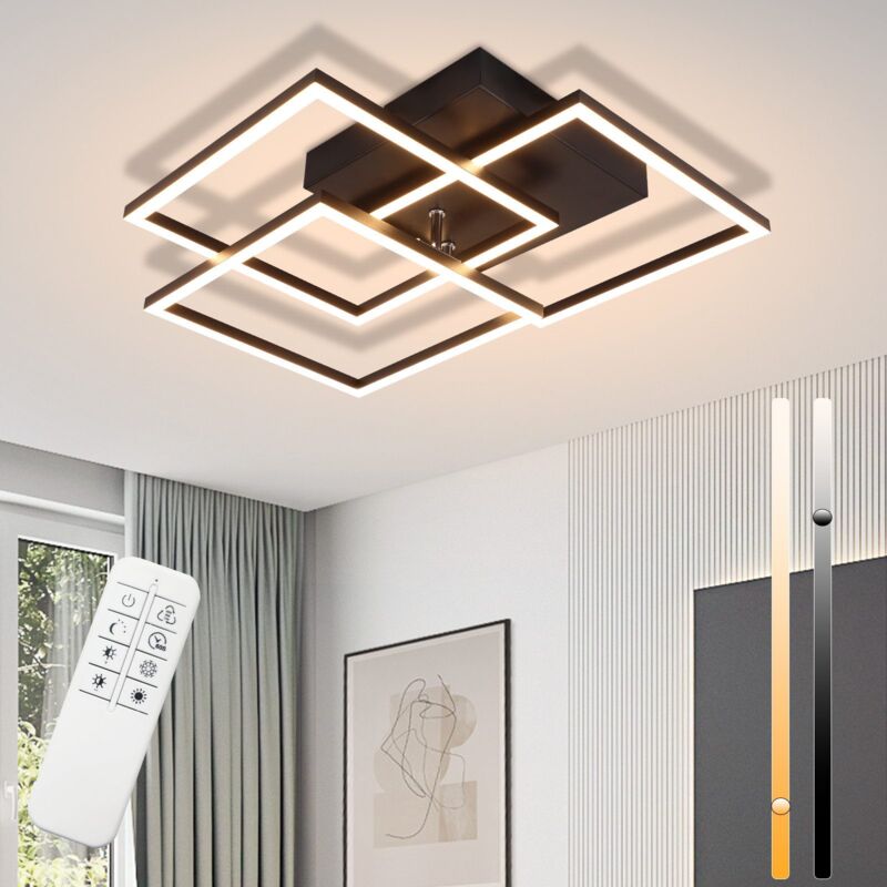 Plafoniera Led Lampada Da Soffitto Salotto - 36w Dimmerabile Design Moderno Nera Con Telecomando Lampada Da Cucina Plafoniera Da Corridoio Lampada Da Angolo Plafoniere Per Cucina Ufficio - Gbly