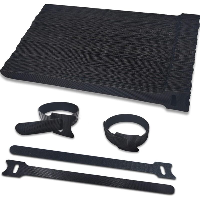 Fascette Fermacavi 100 Pezzi Fascette Fermacavi Con Gancio E Anello 200 Mm X 12 Mm Cinghia Di Gestione Cavi Riutilizzabile Facile Da Tagliare Per Riporre E Organizzare Tutti I Cavi, Nastro Fermacavi N