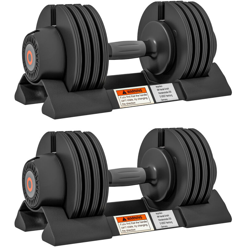 Sportnow Set 2 Pesi Palestra 3.5/6/8/10 Kg, Set Di Manubri Regolabili Per Braccia Con Base Di Stoccaggio E Impugnatura Antiscivolo, Pesi Manubri, Per Allenamento Fitness Casa E Palestra, Nero
