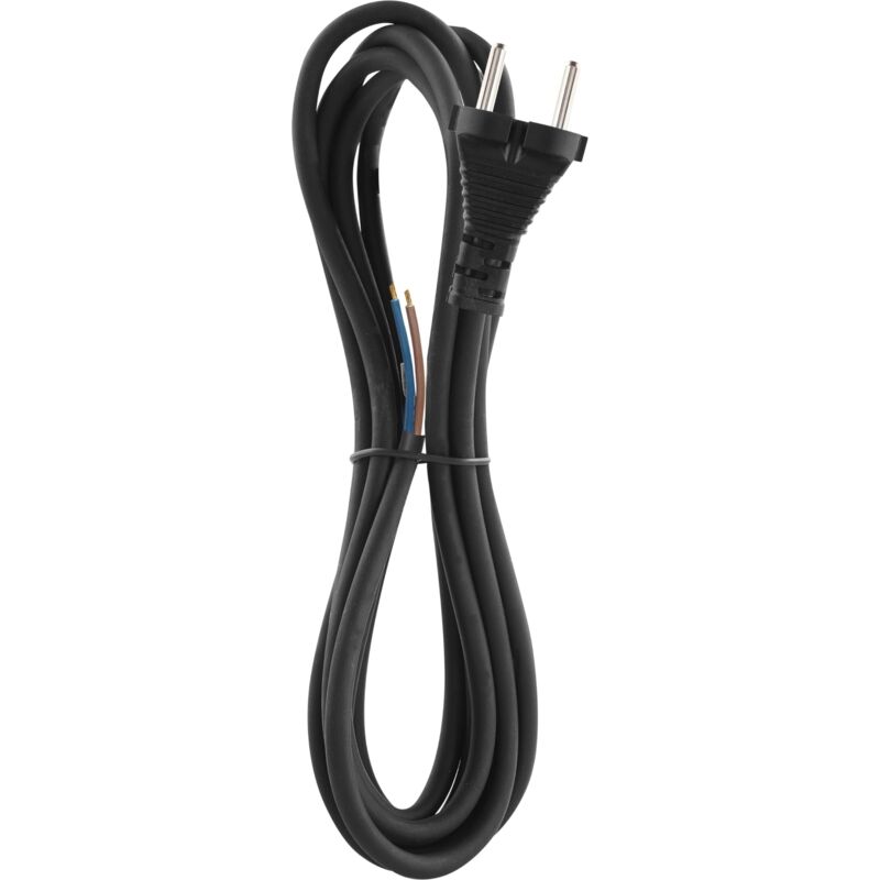Emos Cavo Di Collegamento In Gomma, 3 M, Cavo Di Alimentazione, Cavo Di Collegamento, Cavo Di Collegamento Schuko, 2 X 1,0 Mm2, Gomma H07rn-f, In Neoprene, Nero