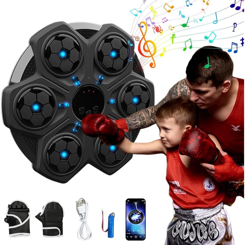 Macchina Musicale Da Boxe Montata A Parete Con Guantoni Da Boxe, 3 Velocità, Bluetooth, Attrezzatura Musicale Da Boxe Per Bambini E Adulti