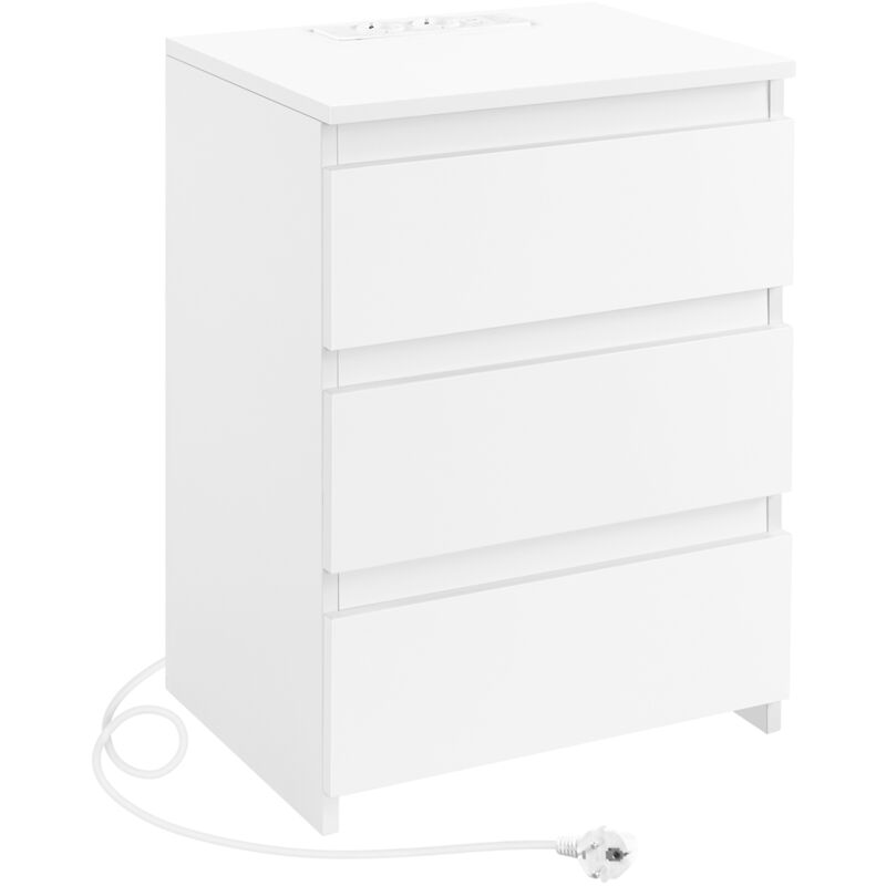 Comodino Camera Da Letto 3 Cassetti Con Stazione Di Ricarica 2 Porte Usb E 2 Prese Ac Comodino Smart Salvaspazio Tavolino Da Notte 45,5 X 35,5 X 60,5 Cm (1) - Yaheetech