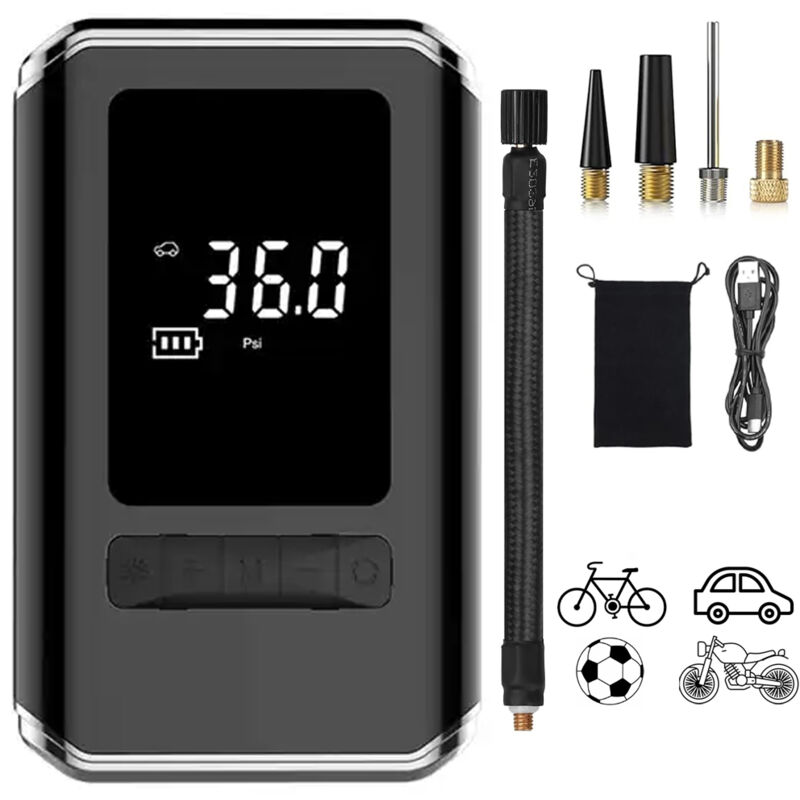 Compressore Portatile Con Display Digitale Gonfiatore Per Bici Auto Pneumatici