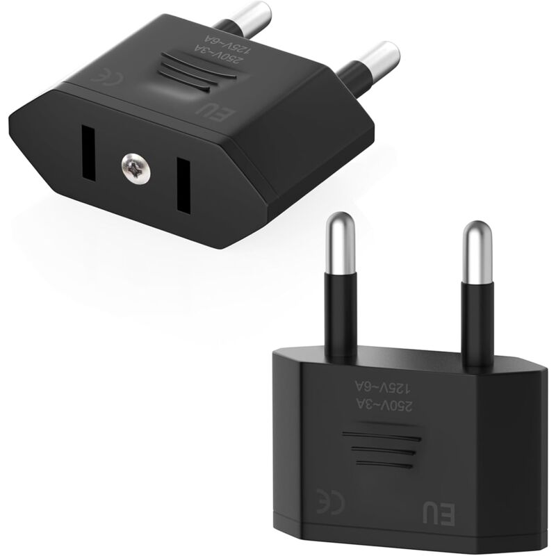 Gotrays - Adattatore Spina Usa Da 2 Pezzi, Adattatore Da Usa A Francia, Spina Da Viaggio Usa A Ue, Adattatore Usa Ue, Adattatore Spina Usa, Adattatore Spina Ue Nero