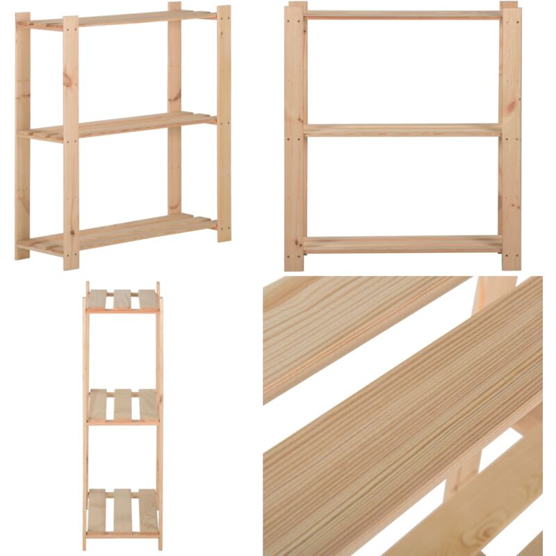 Scaffale A 3 Livelli 80x28,5x90 Cm In Legno Massello Di Pino - Scaffale In Legno - Scaffale Per Cucina