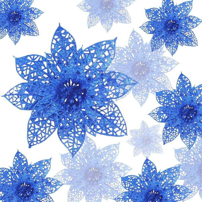 24 Stelle Di Natale Scintillanti, Fiori Artificiali Di Natale, Decorazioni Per L'Albero Di Natale, Ornamenti Per L'Albero Di Natale (blu)