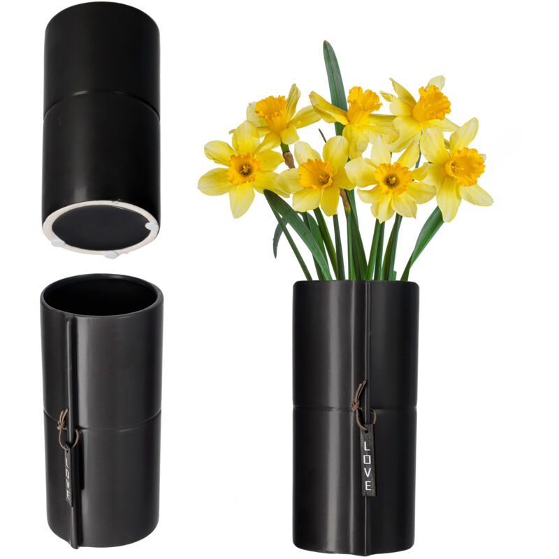 Vaso Da Fiori In Ceramica Vaso Da Fiori In 2 Colori Vaso Da Fiori In Ceramica Dragon Tree Vaso Da Fiori, Viola (nero, Diametro 11 Cm) - Kadax