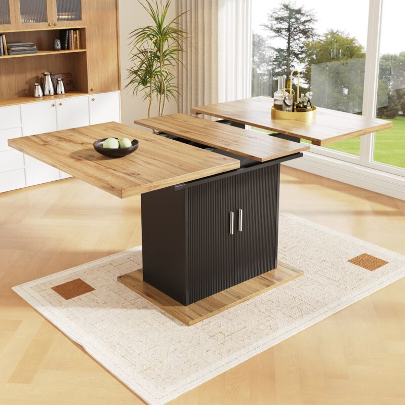 Tavolo Da Pranzo Tavolo Telescopico (140×70 Cm), Tavolo Da Pranzo Allungabile Con Vano Portaoggetti, Tavolo Da Cucina Salvaspazio, Tavolo Da Pranzo Con Tre Livelli Di Stoccaggio, Tavolo Da Pranzo Allu