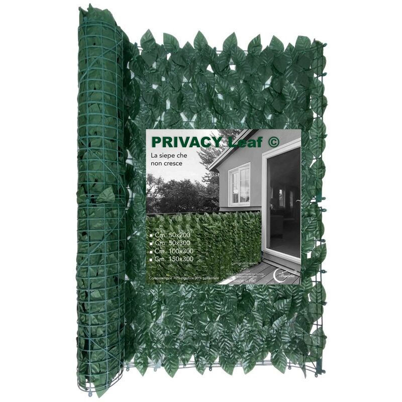 Siepe Privacy Leaf Finta Artificiale A Foglie Per Muri E Balconi Ornamentale Frangivista Cm. 50x300