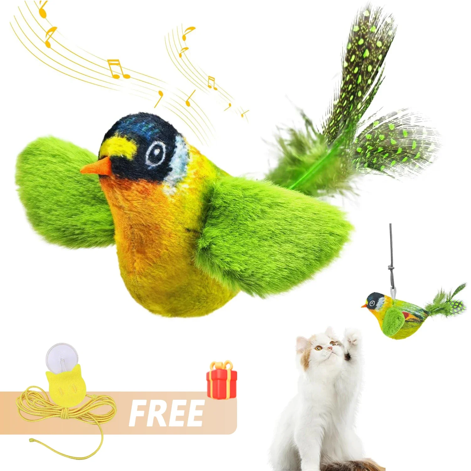 Simuliertes Vogel-Katzenspielzeug Interaktives Katzenspielzeug mit Realistischem Vogelgeräusch Plüsch-Katzenspielzeug mit Katzenminze für Katzen und Kätzchen Image
