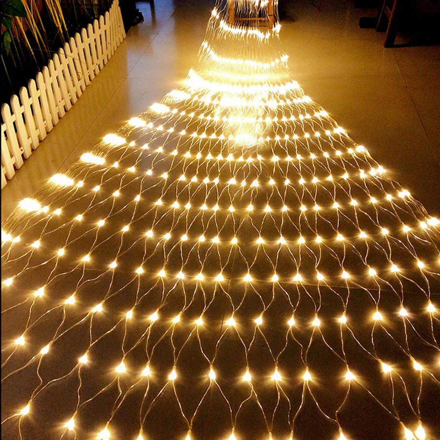 Wasserdicht 2x2M 3x2M LED Net Mesh Fee String Lichter Girlande Fenster Vorhang Weihnachten Garten lichter Hochzeit Party Urlaub Licht