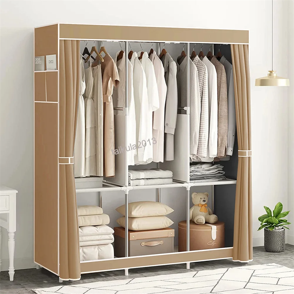 Kleiderschränke aus Segeltuchstoff, großer tragbarer Kleiderschrank, Schlafzimmer, staubdichter Aufbewahrungsschrank mit Aufhängeschiene, Kleiderschrank