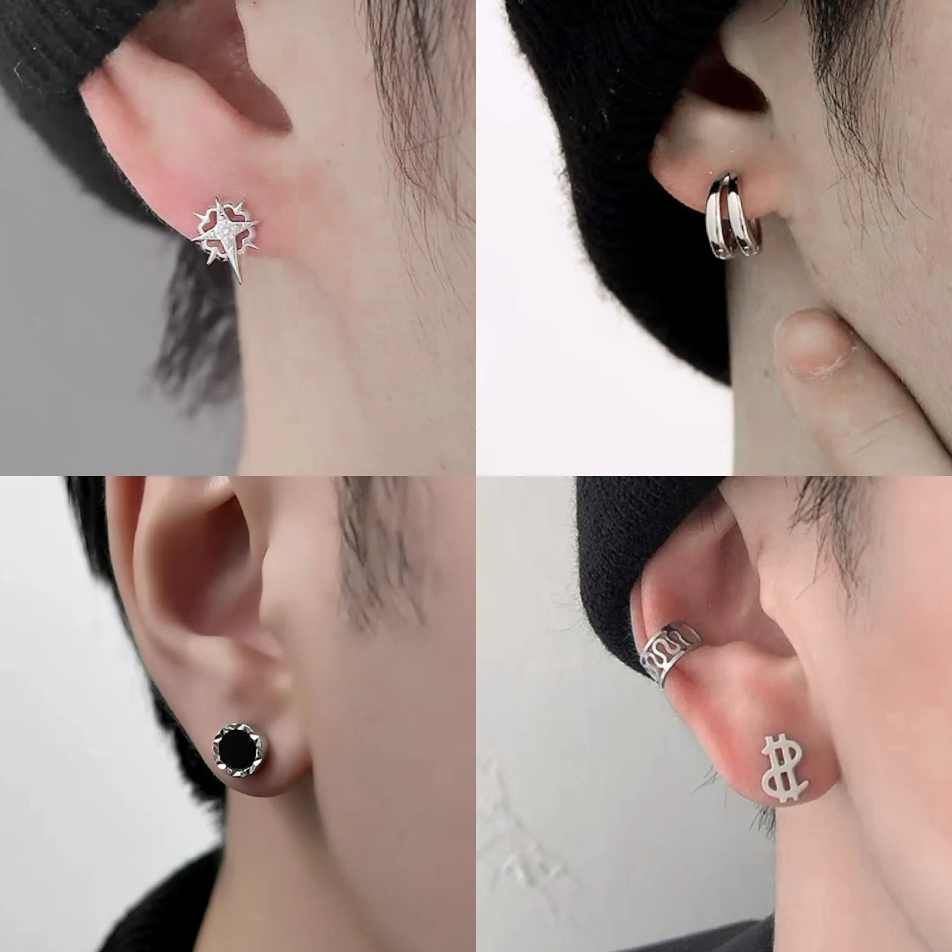 Herren Schmuck Punk Männer Frauen Kleine Creolen Hypoallergen Silber Farbe Runde Stud Ohrringe Schmuck Pendientes Mujer