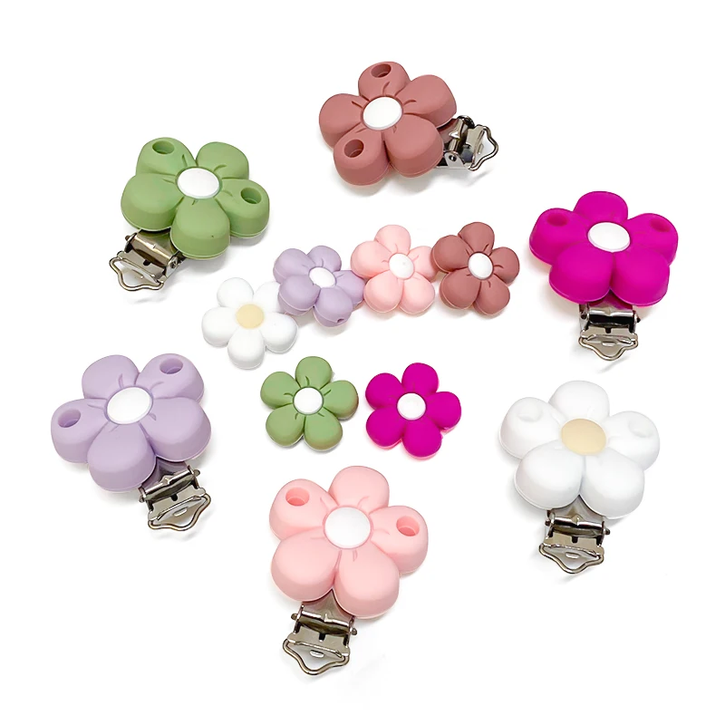 1/3/10 stücke Silikon Blume Schnuller Clips Food Grade Beißringe Für Baby DIY Baby Schnuller Pflege Schnuller kette Zubehör Image