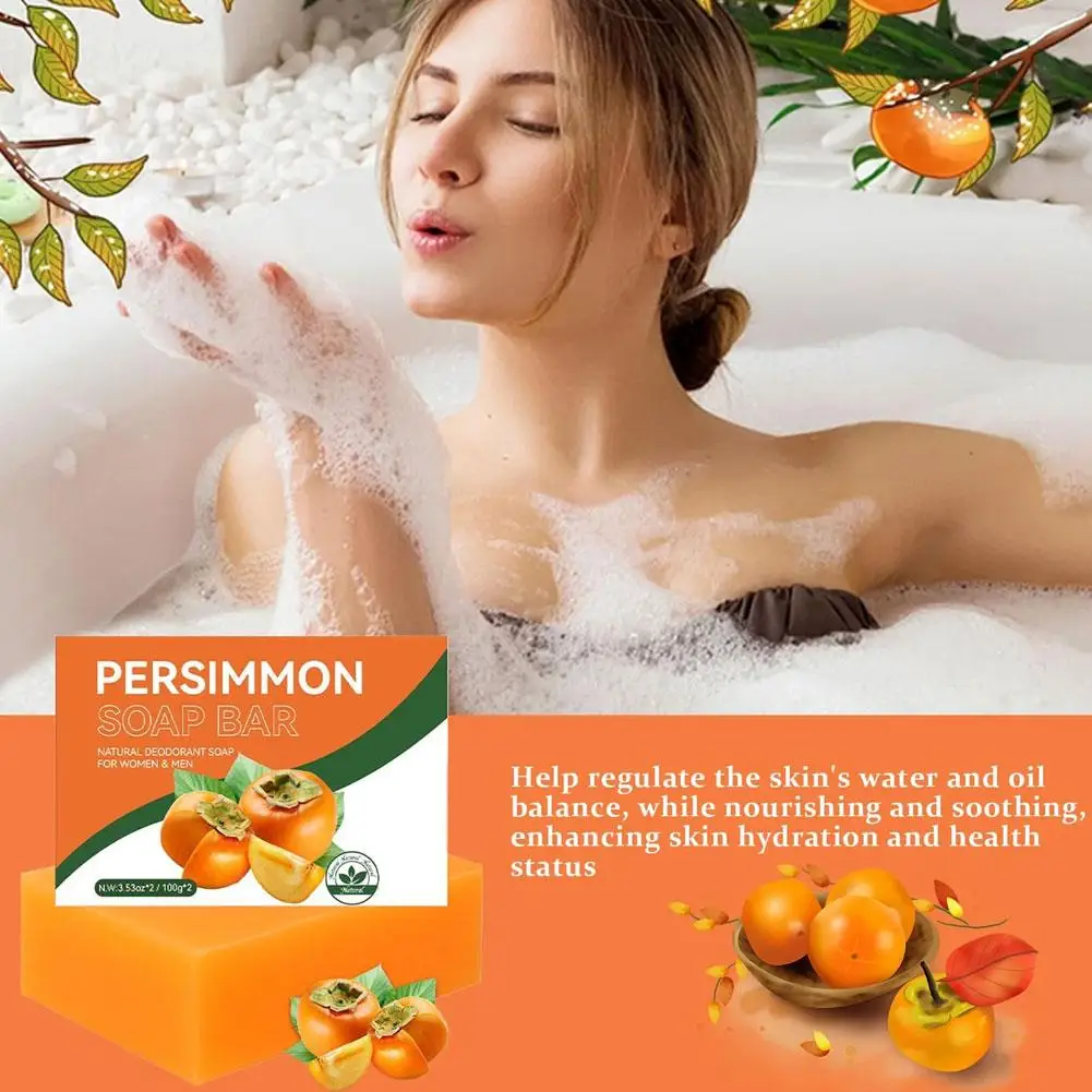 Persimmon-Reinigungsseife Aufhellende Fruchtseife Handgemachte Peeling-Seife für Gesicht & Körper Hautaufhellende Seifenstücke Image