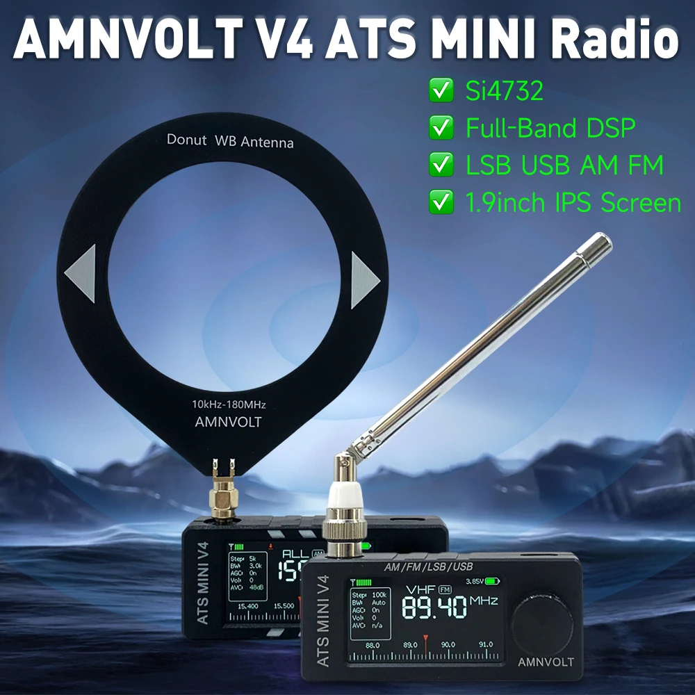 AMNVOLT V4 ATS MINI SI4732 Radio ALL Band DSP Radio FM AM SSB LSB USB-Empfänger, integrierte Hi-Z-Kopfhörerverstärkerschaltung ﻿ Image