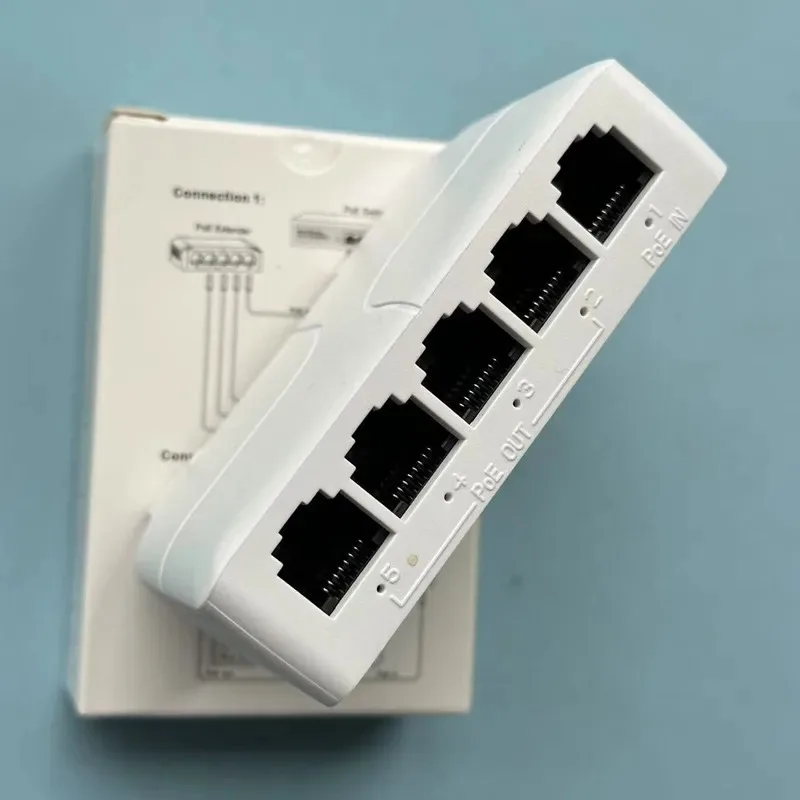 Indoor-Schienenmontierter POE-Extender 100Mbps 1-in-3-out Serieller POE-Repeater Kaskaden-Booster Image