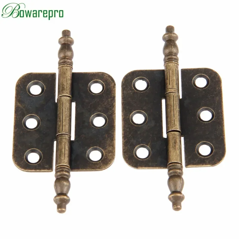 bowarepro 2 Stück 70 x 35 mm antike Bronze-Kronenkopfscharniere, 6 Löcher, Schmuck, Geschenkbox, dekoratives Scharnier für Schrank-Möbel-Hardware