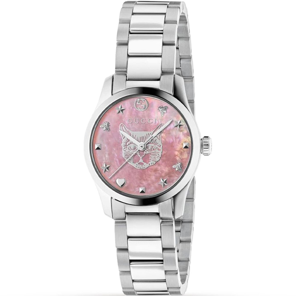 Gucci G-Timeless Damenuhr mit rosa Zifferblatt - 27mm Luxusuhr