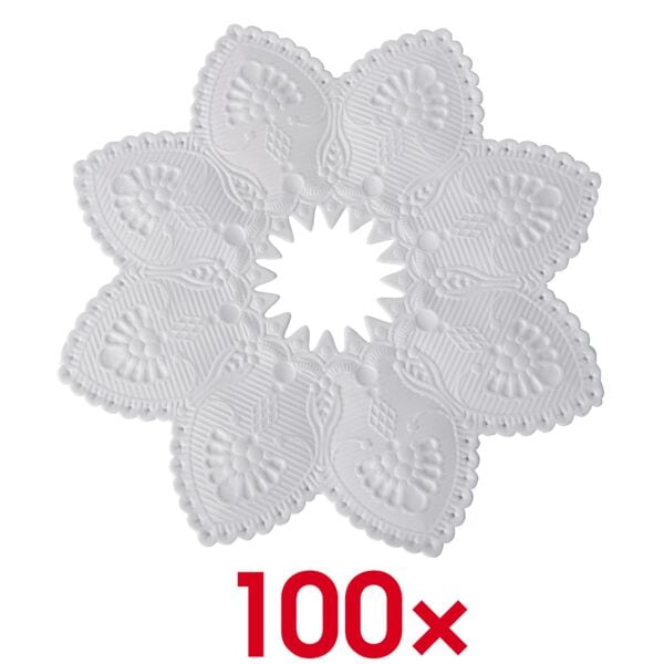 Papstar 100 Kerzen-Manschetten weiß rund - Ø 10 cm weiß