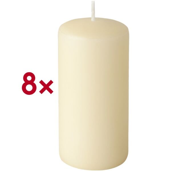 Papstar 8er-Pack Stumpenkerze Ø 50 mm creme gold