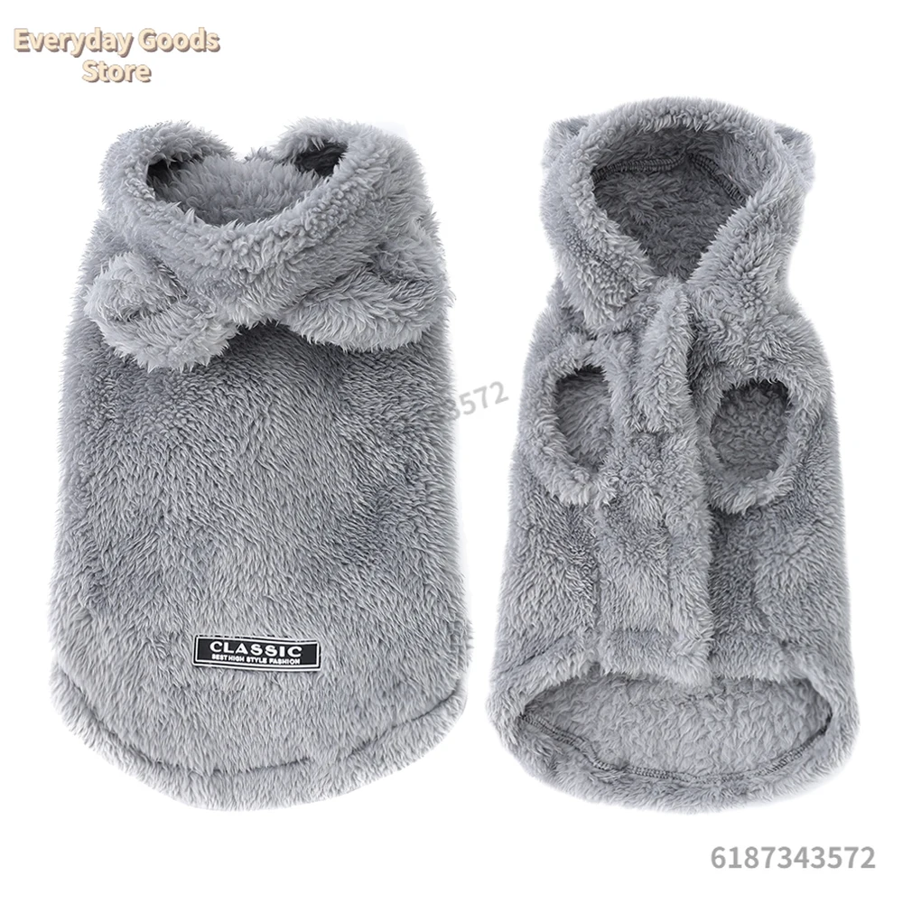 Weiche Fleece-Hundekleidung, süßer Kapuzenpullover für kleine und mittelgroße Hunde und Katzen, Herbst-Winter-Welpenjacke mit Kapuze, Pullover, Mops-Bekleidung
