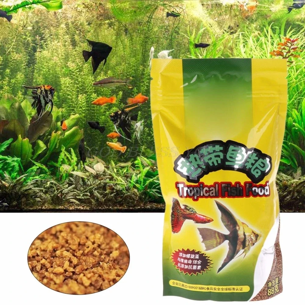 Tropisches Fischfutter – 88 g, proteinreiche, nahrhafte Formel, zusätzliche Antibiotika für tropische Aquarienfische Image