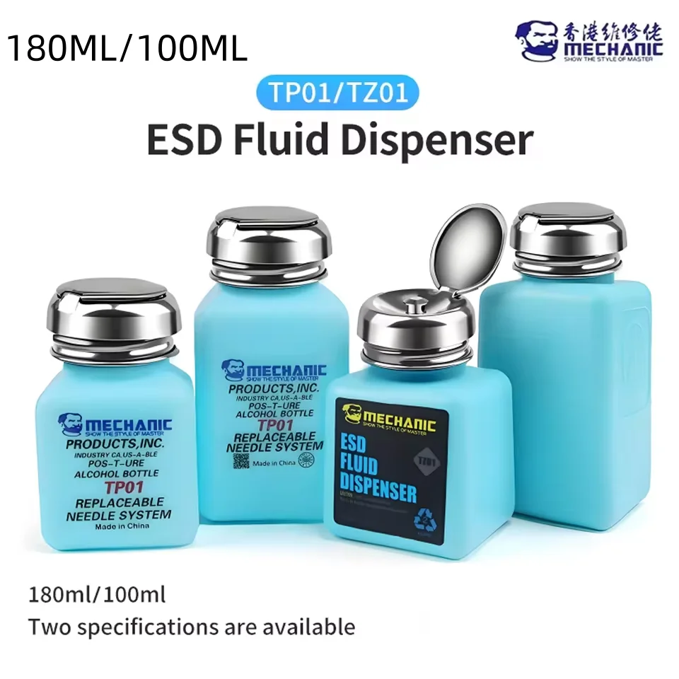 MECHANIC Antistatische Alkohol-Flüssigkeitsflaschenpresse, Pumpen, ESD-Flüssigkeitsspender, Kunststoffbehälter für Motherboard, PCB-Reinigungswerkzeug Image