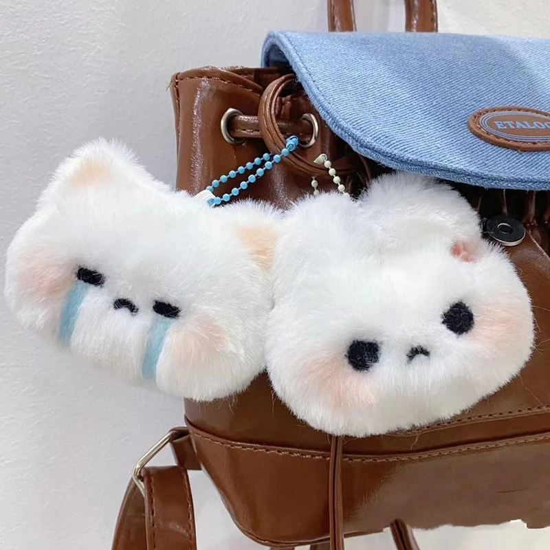 Cartone animato carino espressione coniglio peluche portachiavi bambola kawaii ciondolo zaino appeso decorazione accessori gioielli per ragazze regalo