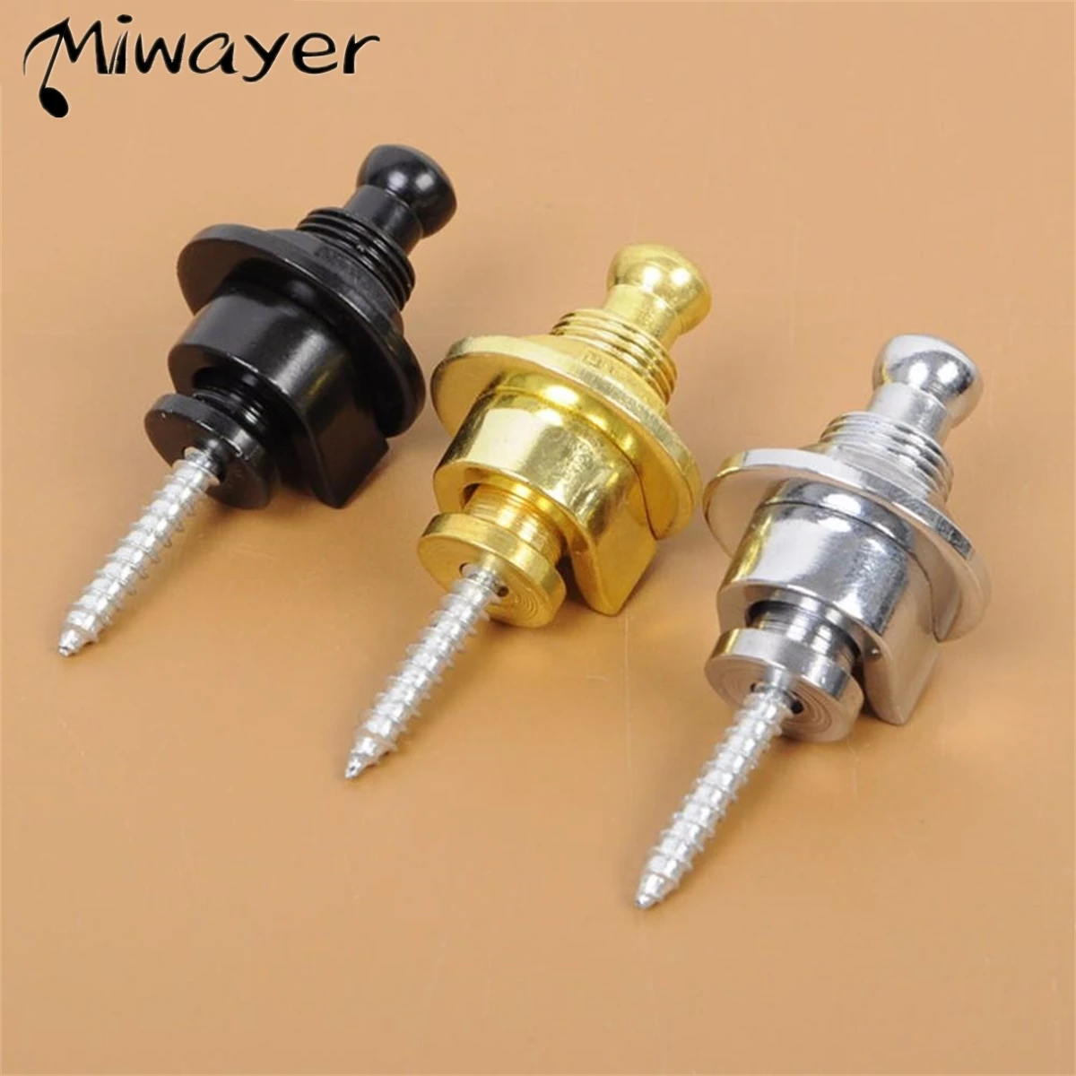 Miwayer 4-in-1/2/4 Stück Gitarrengurtschlösser mit schwarzen Unterlegscheiben, schwarze Bass-Sicherheitsgurtschlösser, Knöpfe, Gurthaltesystem Image
