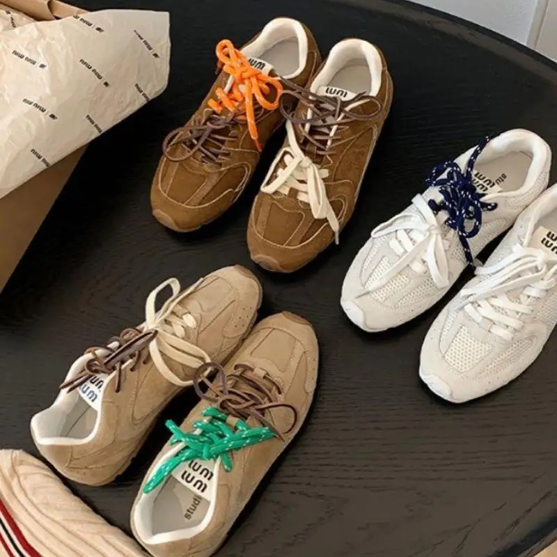 HEIßE Miu Serie Sport Individuelle Schuhe Schnürsenkel 4 stücke 100 cm Kombination Schnürsenkel Vintage DE Training Runde Flache Schnürsenkel
