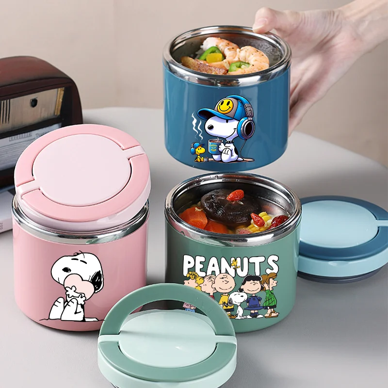 630ML Snoopy Lunchbox Edelstahl-Thermobehälter Anime Cartoon Büro Schule Thermobehälter Isolierte Suppenbecher Geschenk Image