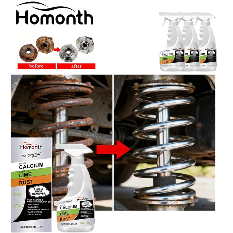 HOMONTH 120ml Entrostungsspray für Auto-Radnaben und Metalloberflächen, Zitronensäure-Entrostungsmittel, Haushalts- und Industrie-Metallreiniger Image