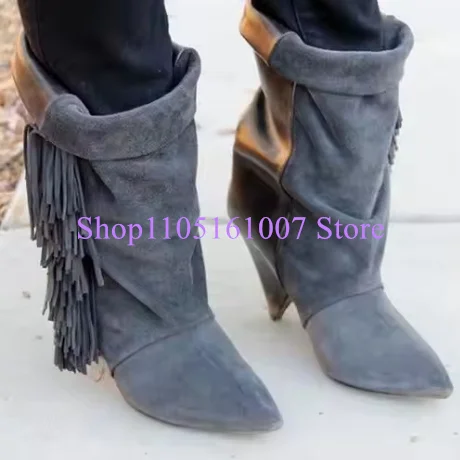 Wildleder Leder Spike Ferse Mode Kurze Stiefel Street Style High Heels Dame Schuhe Frühling Herbst Stiefeletten Schuhe Frau Booties