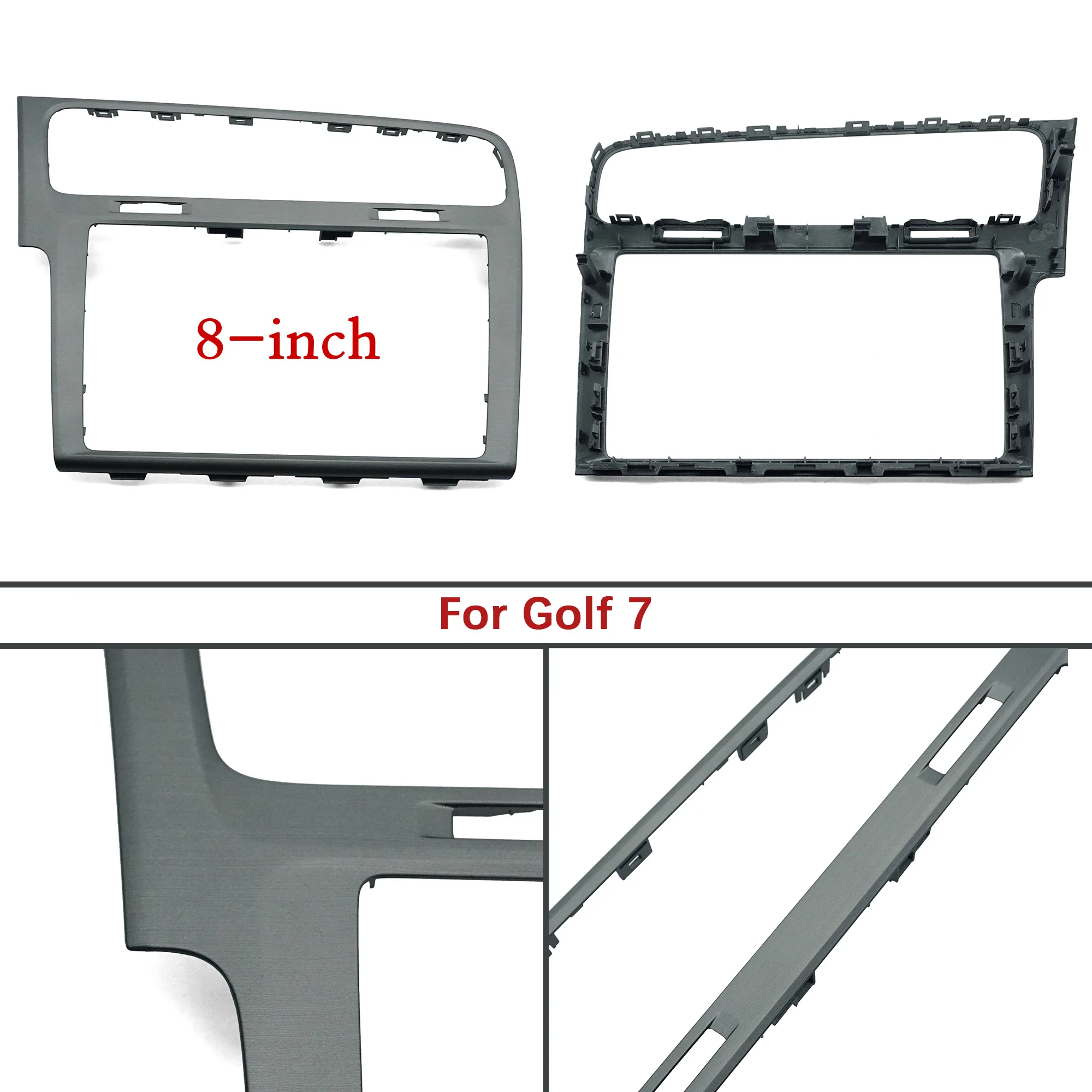 8 Zoll / 9 Zoll MIB-Bildschirmrahmen für Golf 7 MIB-Bildschirmrahmen, gebürstetes Grau, Innenverkleidung, Audio-Panel, dekorativer Rahmen Image