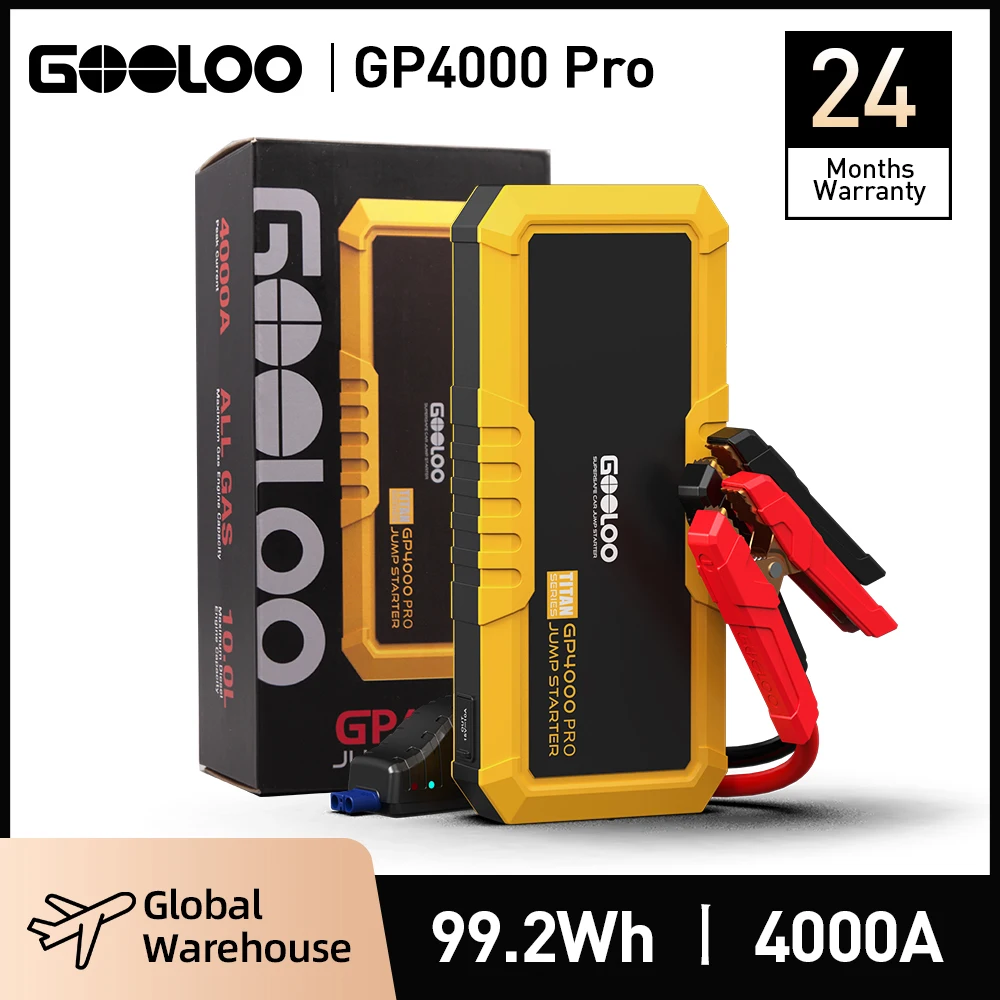 GOOLOO 26800mah Power Bank de démarrage de voiture 4000A 12V, dispositif de démarrage pour voitures essence et diesel, chargeur de batterie automobile, booster de démarrage