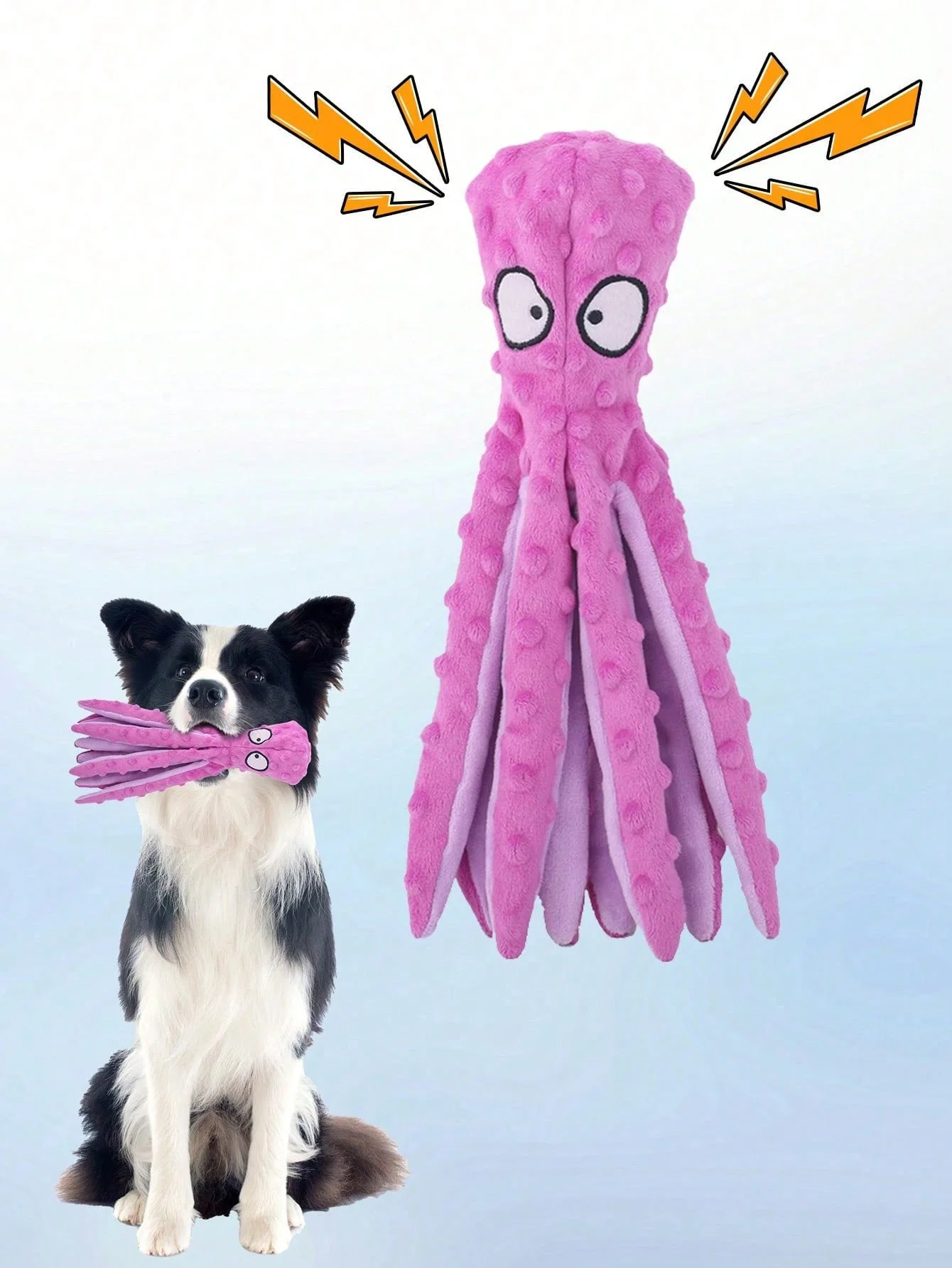 Quietschender Lila Oktopus: Bissfestes Haustier-Spielzeug für Hunde und Katzen, Interaktive Sprachpuppe (1 Stück) zur Stresslinderung und Zahnpflege Image
