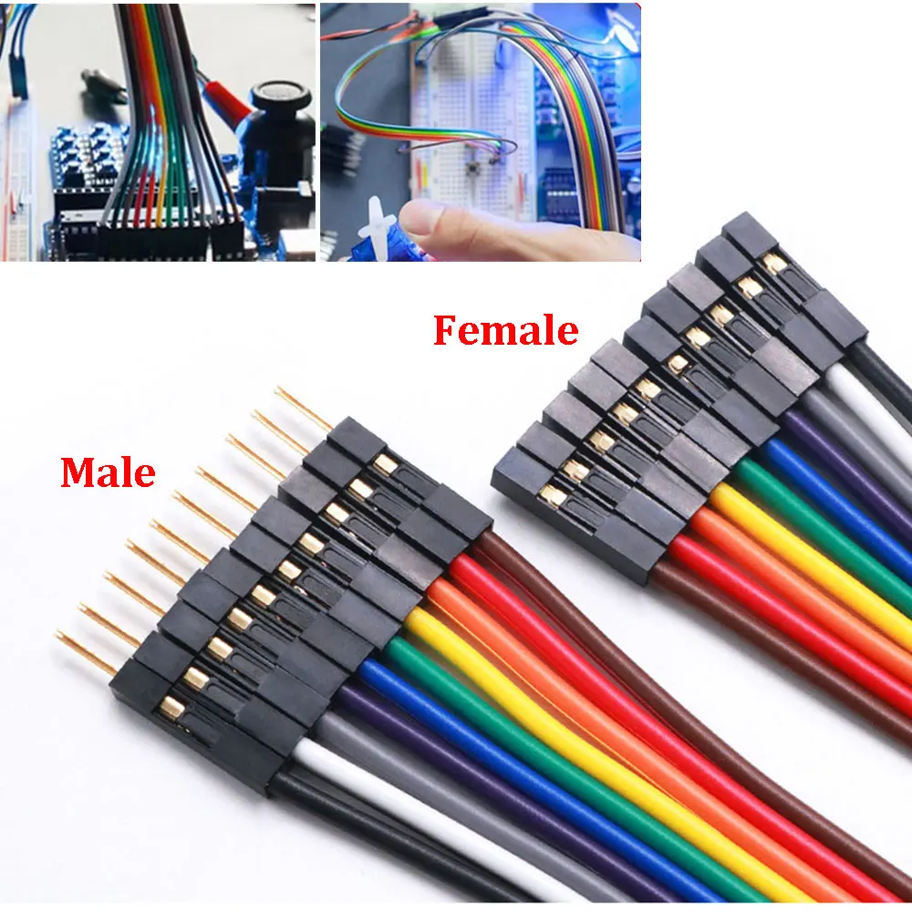 10Pin Dupont Line Stecker auf Stecker Buchse auf Buchse Stecker auf Buchse Überbrückungsdrahtkabel 20 cm 30 cm 50 cm 80 cm 1 m für Arduino DIY KIT Image