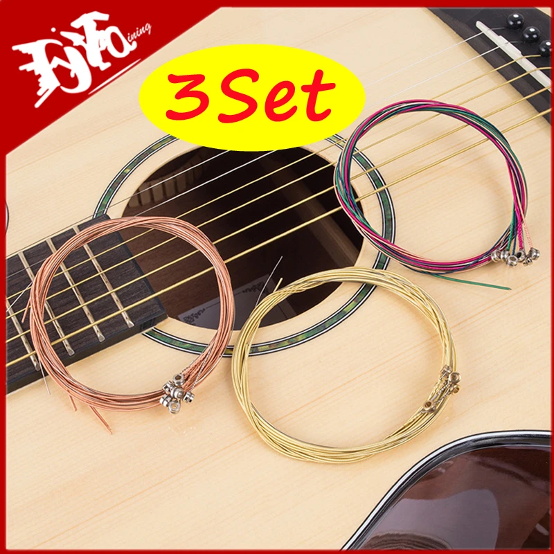 Neue Bunte Folk Gitarre String Ersatzteile Akustische Gitarre Kupfer Core Saiten Kit Musical Instrument Zubehör 2023 Image