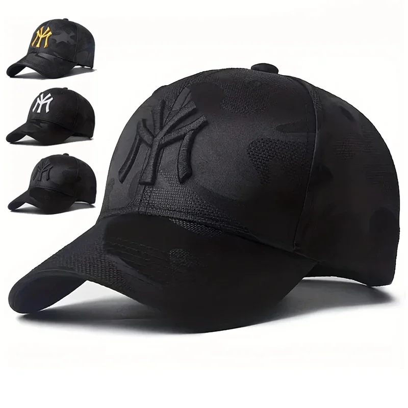 Cappellini da Baseball Unisex con Ricamo a Lettere e Motivo Mimetico, Regolabili per Primavera e Autunno, Cappelli Casual da Esterno, Protezione Solare, Cappello Sportivo da Golf