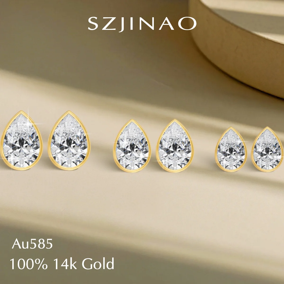 Elegante 14K Gold Birnenschliff Moissanit Ohrstecker D Farbe Labor erstellt brillanten Diamanten für Frauen Verlobung edlen Schmuck